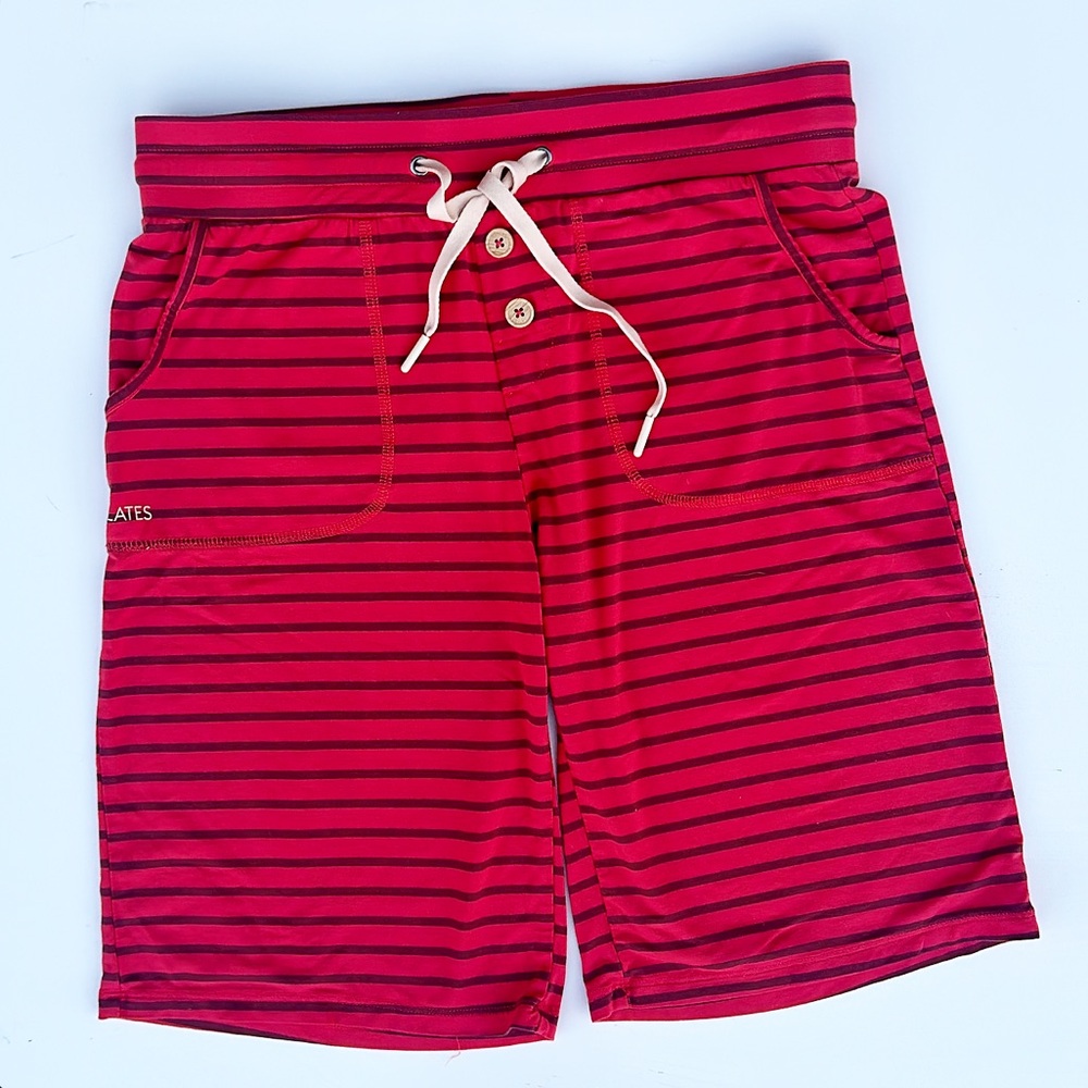 Lates By Kate Striped Jam Shorts Pajamas Modal Pockets Red Medium